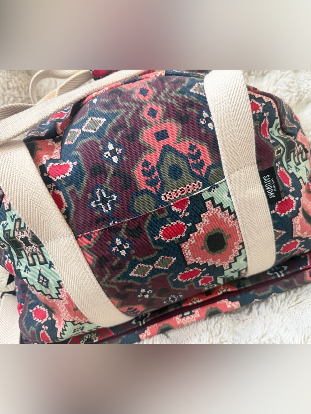 👜 Kate Spade New York Southwestern Aztec Print Weekender Duffel Travel Bag - Picture 4 of 7